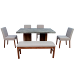 Comedor 4 Sillas 1 Banca Nostan - Roble/Concreto
