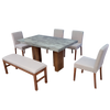 Comedor 4 Sillas 1 Banca Nostan - Roble/Concreto