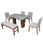 Comedor 4 Sillas 1 Banca Nostan - Roble/Concreto