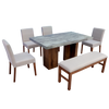 Comedor 4 Sillas 1 Banca Nostan - Roble/Concreto