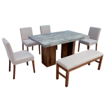 Comedor 4 Sillas 1 Banca Nostan - Roble/Concreto