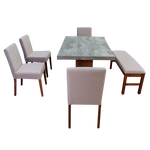 Comedor 4 Sillas 1 Banca Nostan - Roble/Concreto