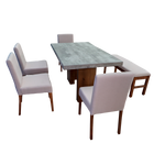Comedor 4 Sillas 1 Banca Nostan - Roble/Concreto