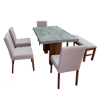 Comedor 4 Sillas 1 Banca Nostan - Roble/Concreto