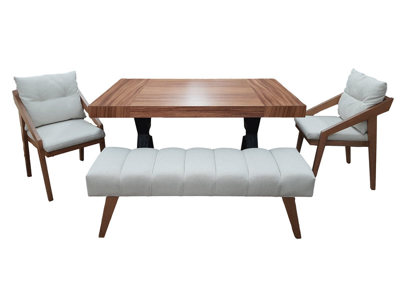 Comedor 4 Sillas 1 Banca Ibiza - Nogal