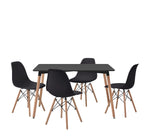 Mesa de comedor rectangular con 4 sillas Skiptvet - Negro