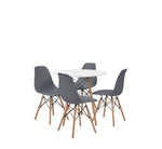 Mesa de comedor redonda con 4 sillas Sorum - Blanco y gris