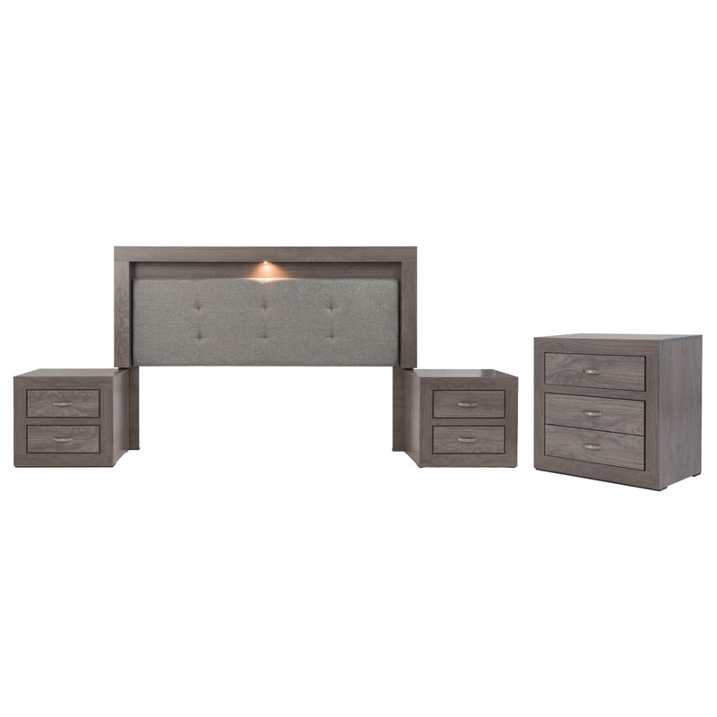 Recamara KS 4 Piezas Aurora Sin Espejo - Gris