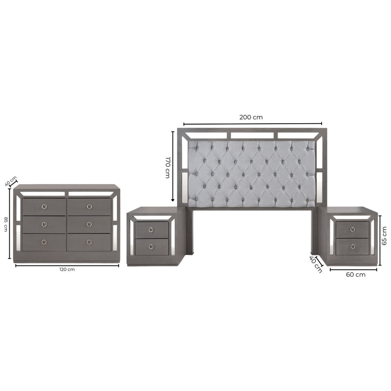 Recamara KS 4 Piezas Emilia Sin Espejo - Gris