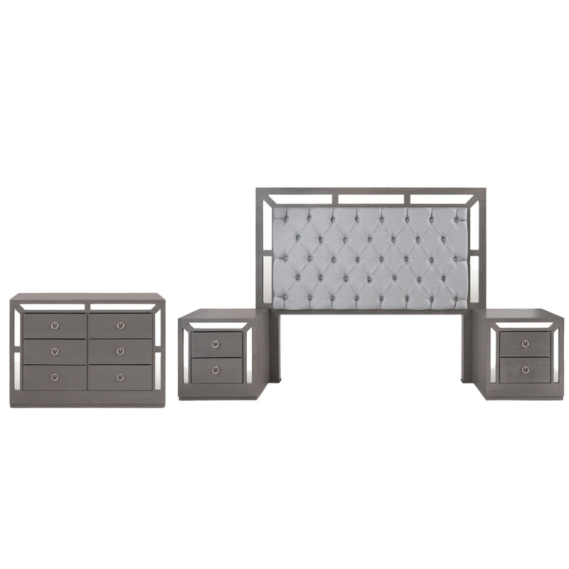 Recamara KS 4 Piezas Emilia Sin Espejo - Gris