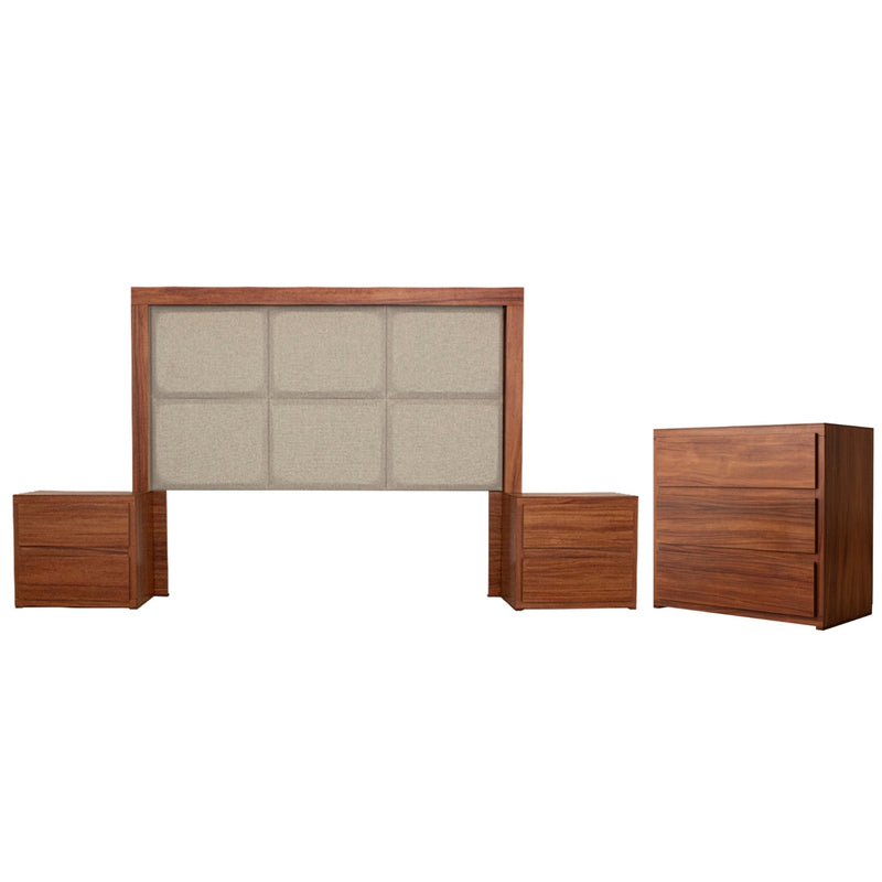 Recamara KS 4 Piezas Gizella Sin Espejo - Nogal y Beige
