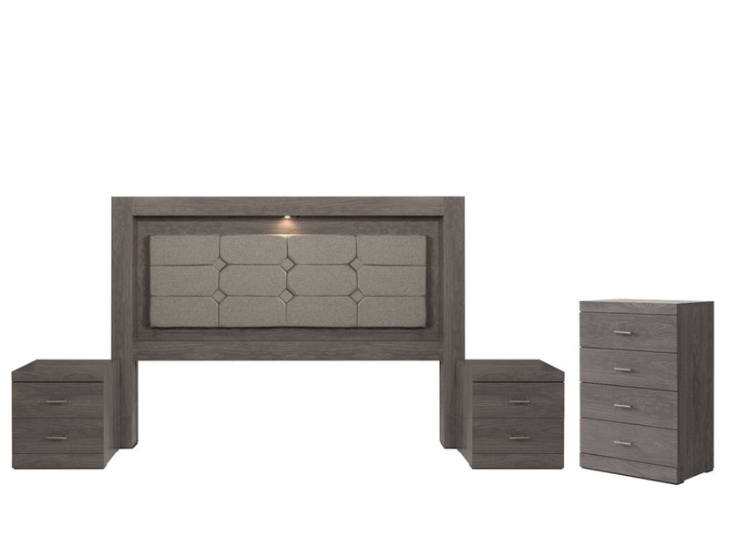 Recamara KS 4 Piezas Kirena Sin Espejo - Gris