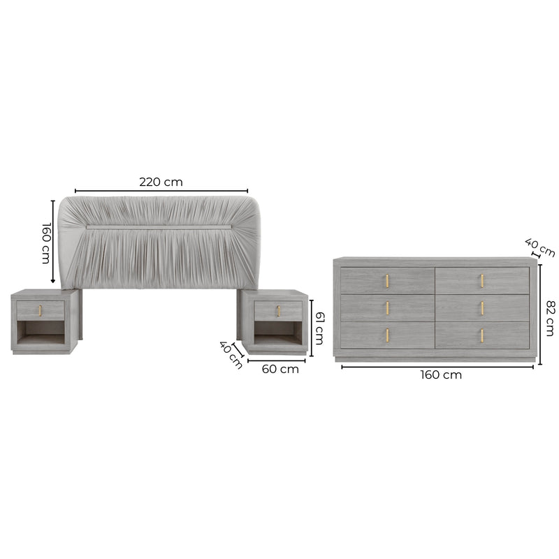 Recamara KS 4 Piezas Auma Sin Espejo - Gris