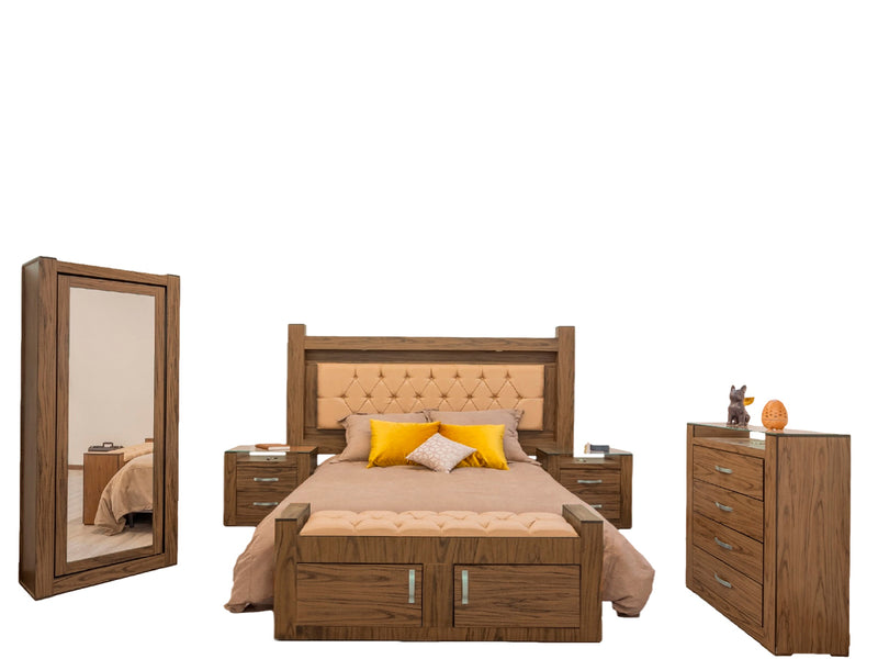 Recamara Magnolia King Size 6 Piezas - Nogal