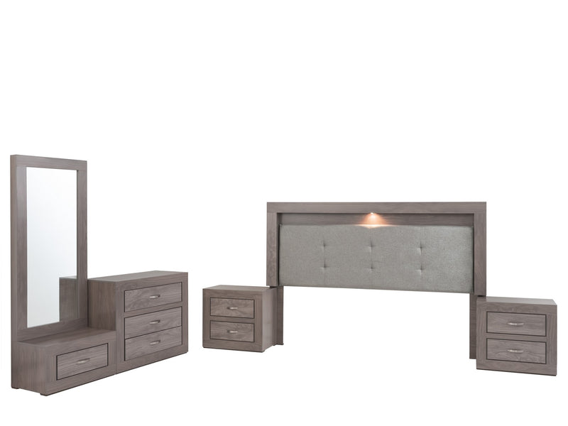 Recamara Aurora King Size 5 piezas - Gris