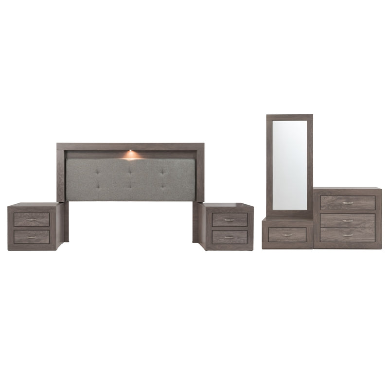 Recamara Aurora King Size 5 piezas - Gris