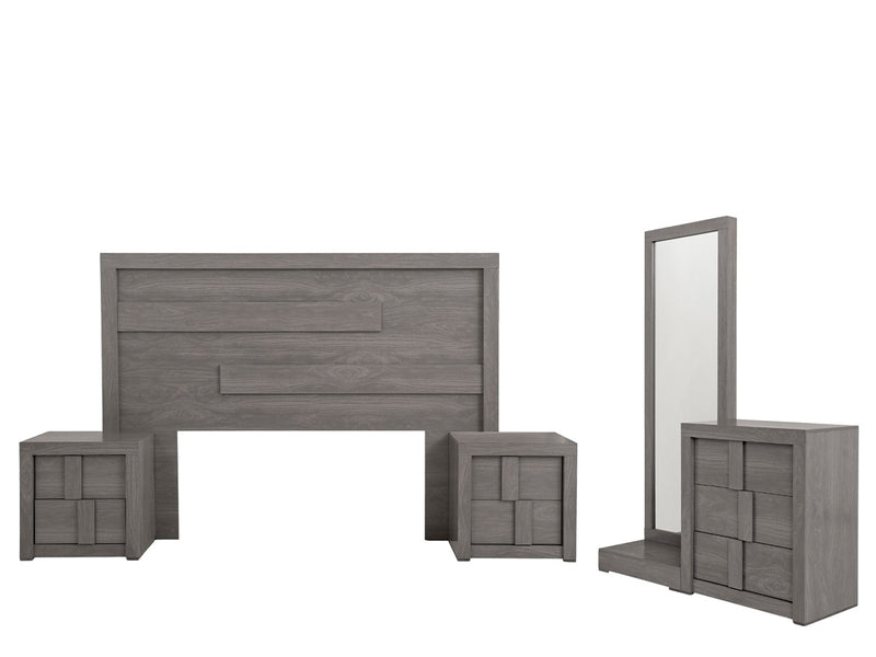 Recamara King Size Jazz 5 Piezas - Gris
