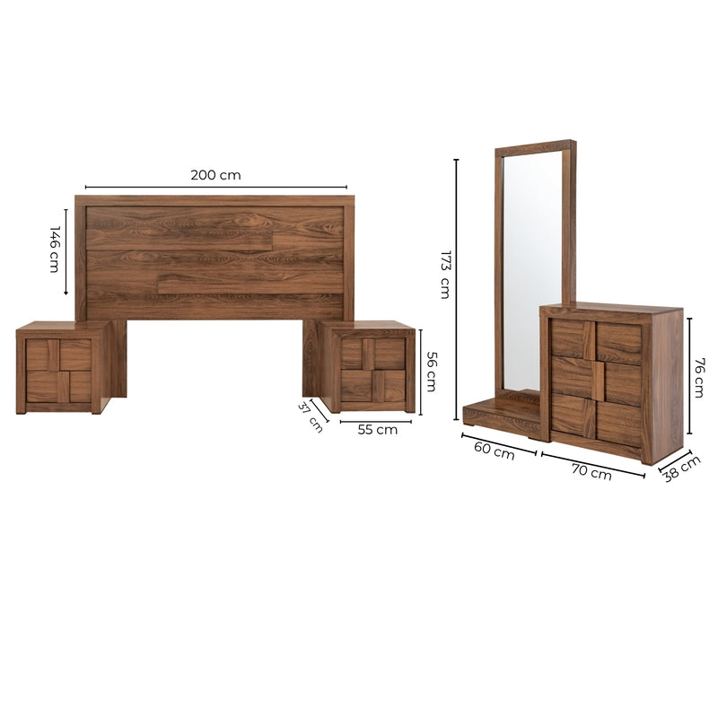 Recamara King Size Jazz 5 Piezas - Roble