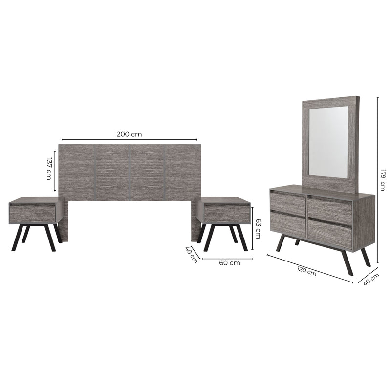 Recamara Patricia King Size 5 Piezas - Gris