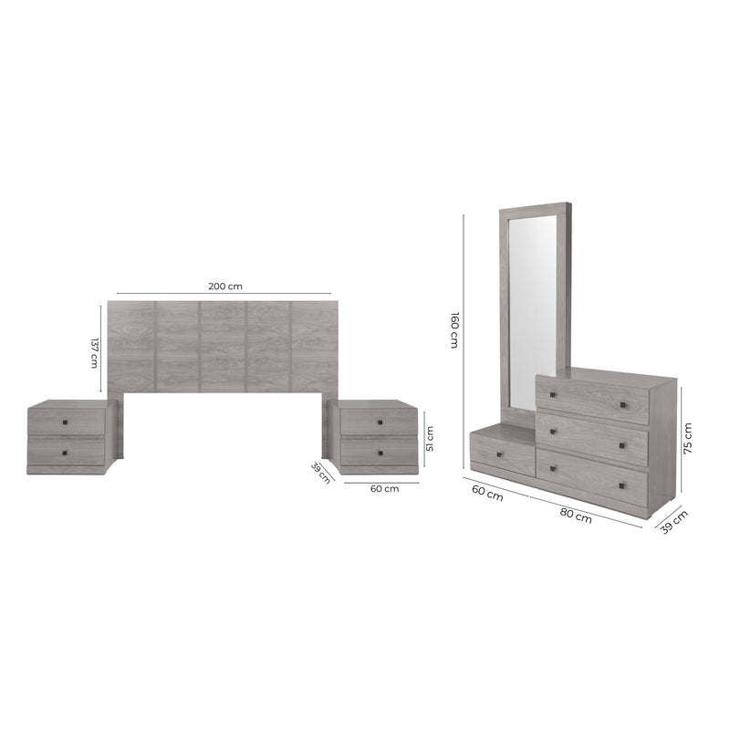 Recamara KS 5 Piezas Louis - Gris