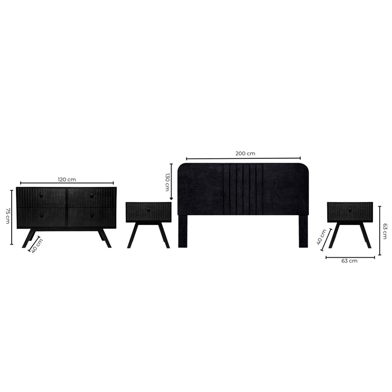 Recamara KS 4 Piezas Guendi - Negro