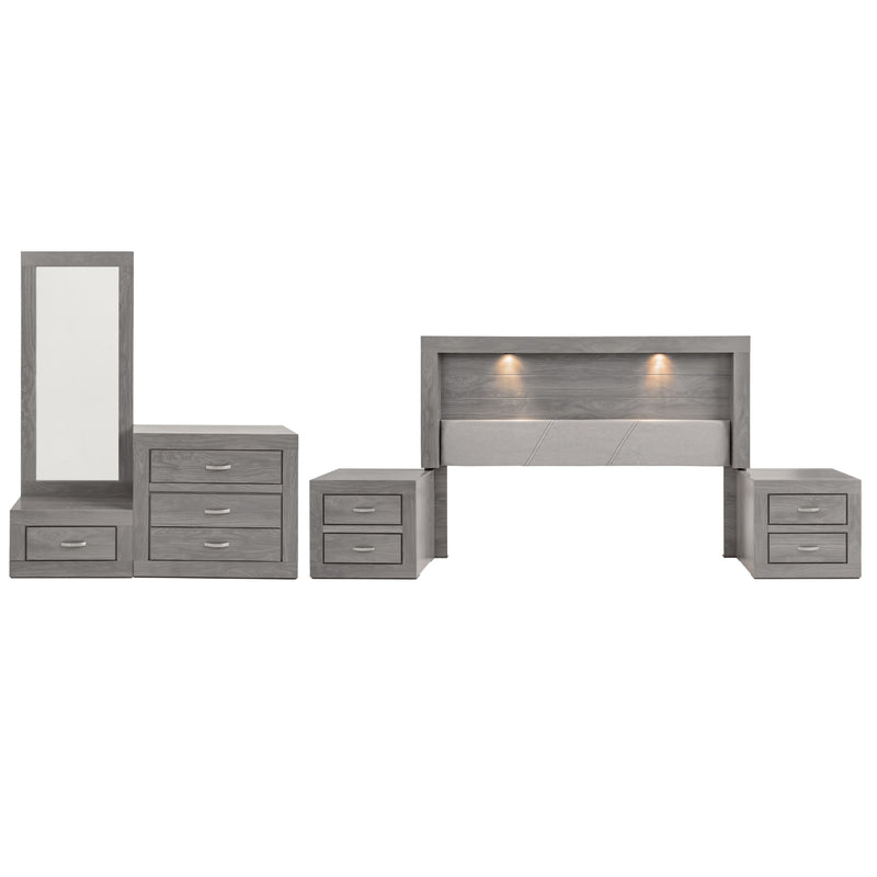 Recamara Valentina King Size 5 piezas - Gris