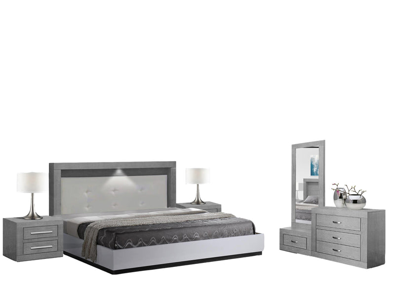 Recamara Aurora King Size 5 piezas - Gris