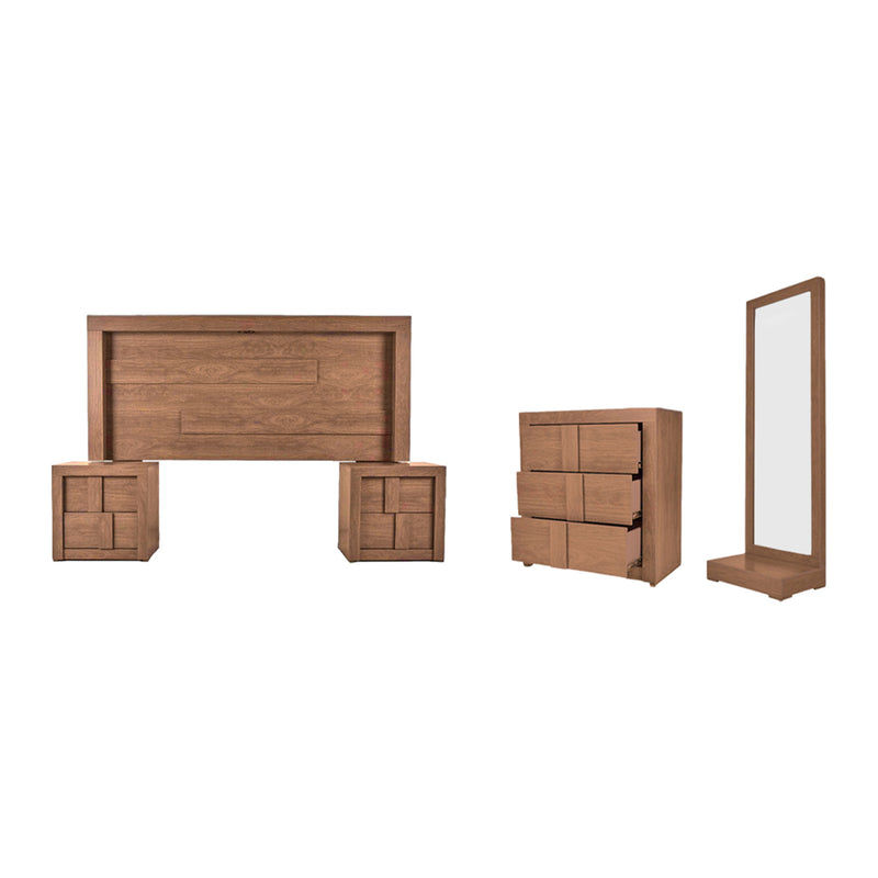Recamara King Size Jazz 5 Piezas - Roble