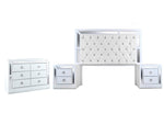 Recamara KS 4 Piezas Emilia Sin Espejo - Blanco y Plata