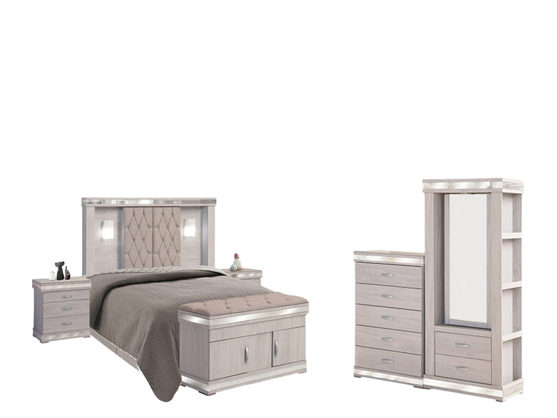 Recamara King Size Coral 6 Piezas - Gris