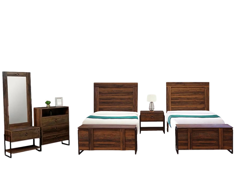 Recamara Morgan Gemelas Individual - Nogal Antique
