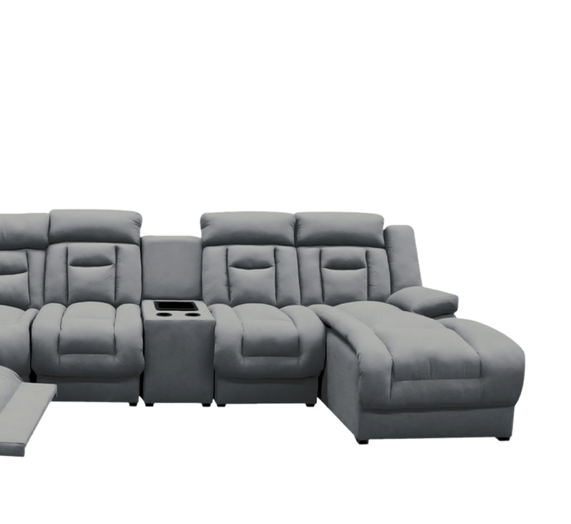 Sala Modular 6 piezas con porta vasos Marise - Gris Obscuro