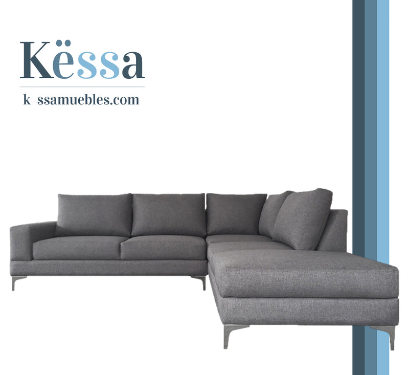 Sofa escuadra derecho Kama - Gris obscuro