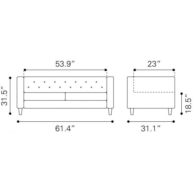 Love Seat Modelo Grant - Turquesa