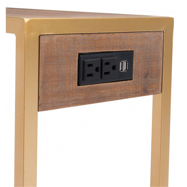 Mesa Lateral Ike - Madera/Oro