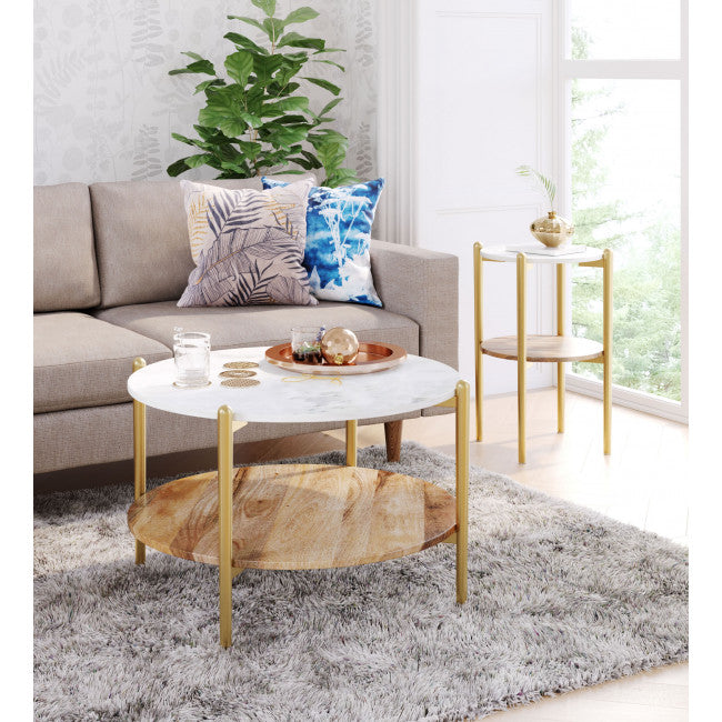 Mesa Lateral Mina - Oro/Blanco