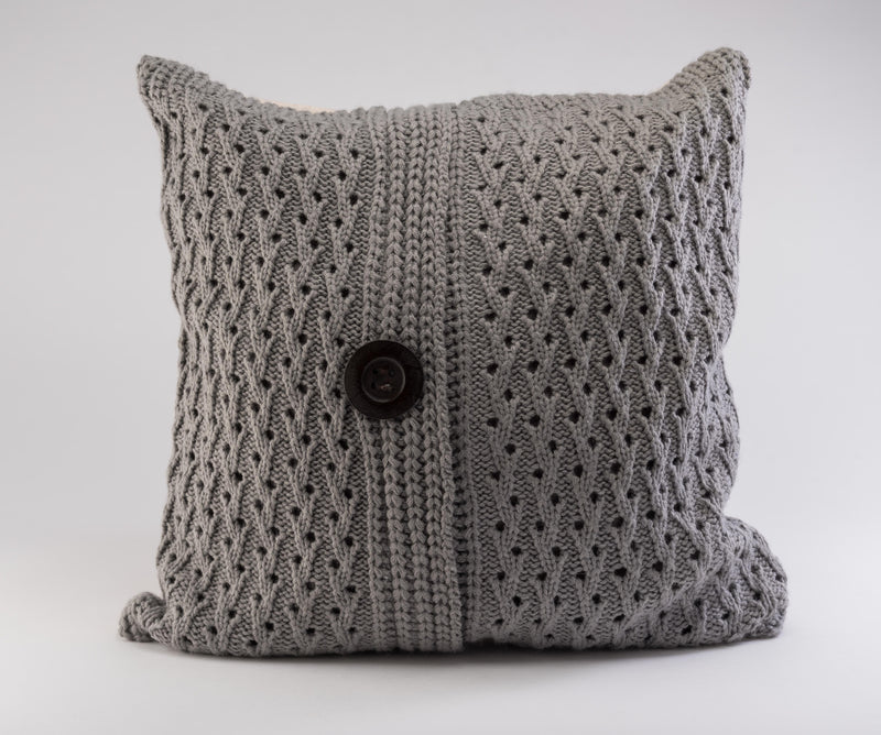 Cojin Tejido Con Boton 2 - Gris