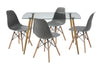 Mesa de comedor de cristal templado con 4 sillas Sarpsborg - Gris y y natural