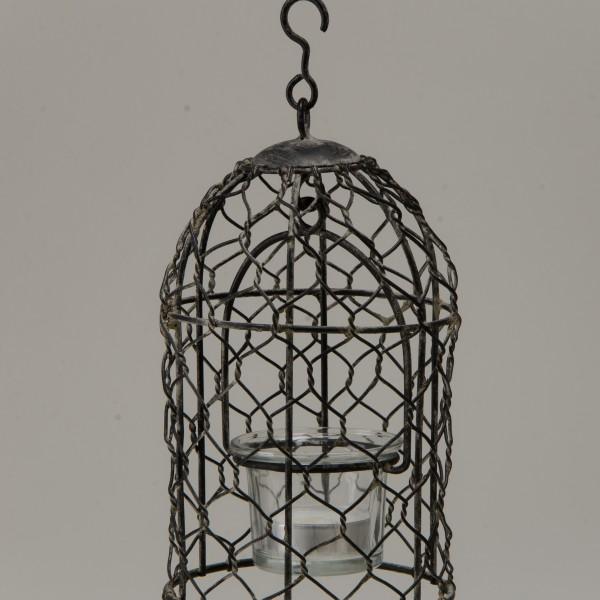 Jaula Colgante De Alambre Tea Light - Negro