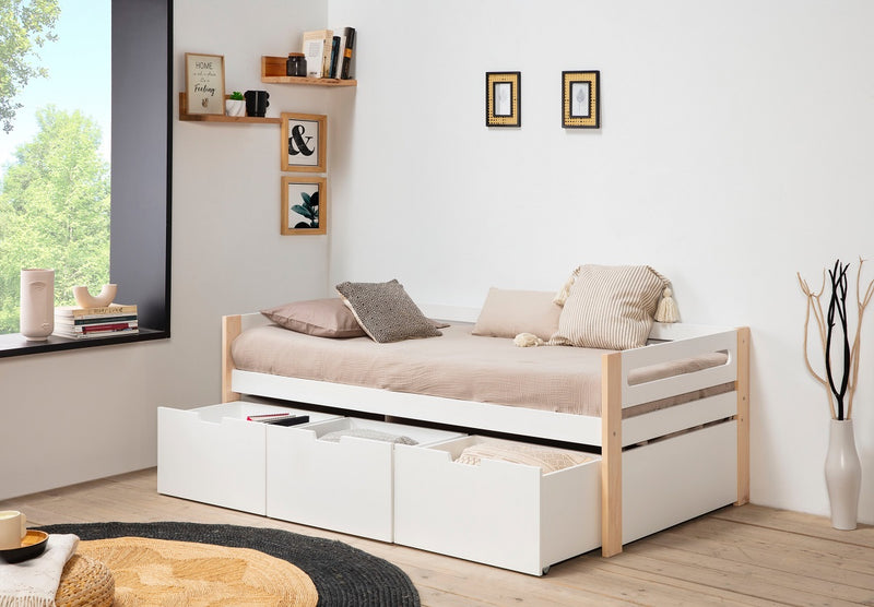 Cama Canguro Slyke - Blanco y Madera