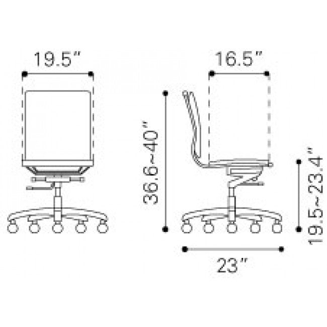 Silla de Oficina Modelo Lider Plus sin Brazos - Negro
