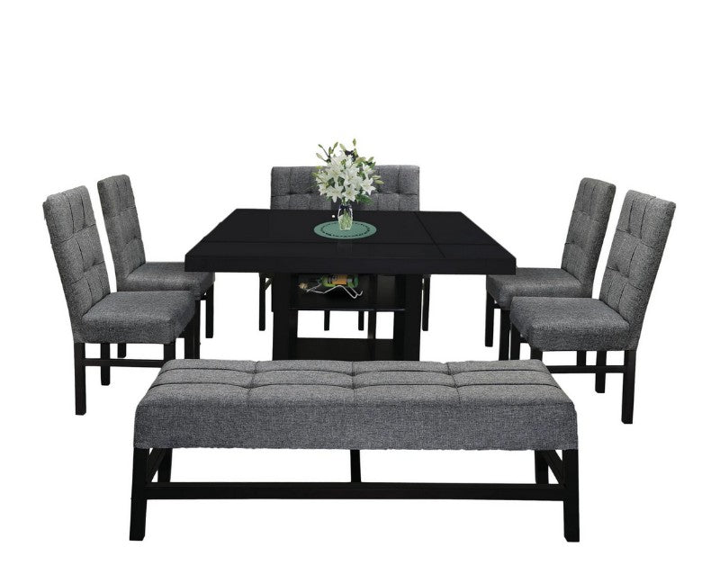 Antecomedor Cony 6 Sillas 1 Banca - Chocolate