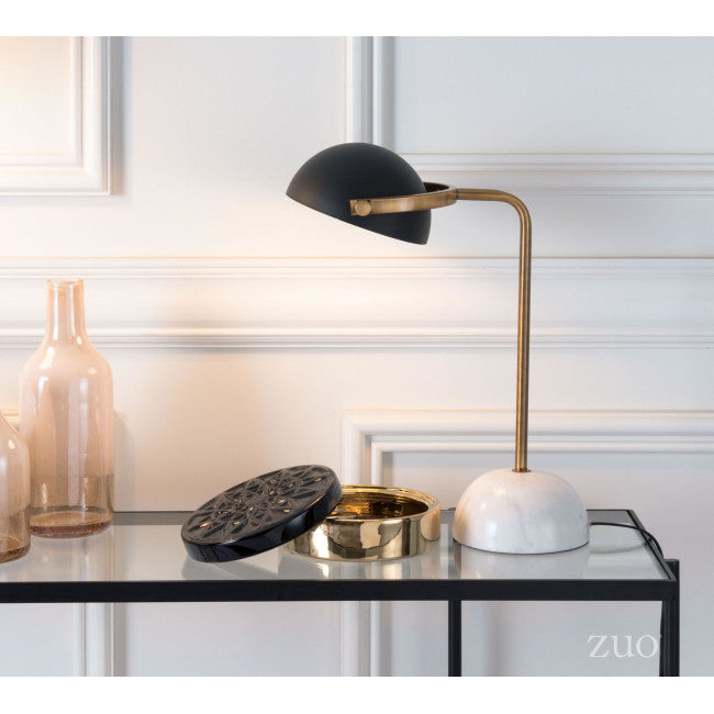 Lampara de Mesa Modelo Irving - Blanco/Cobre/Negro