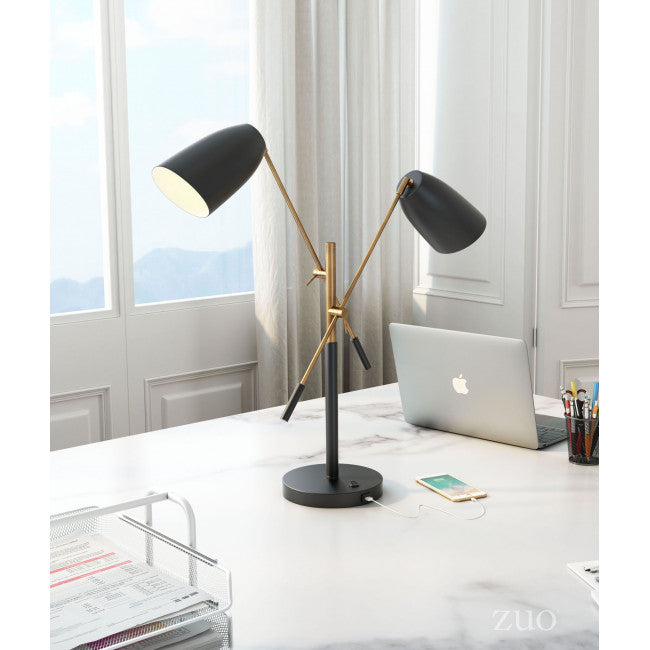 Lampara de Mesa Modelo Tanner - Negro/Cobre