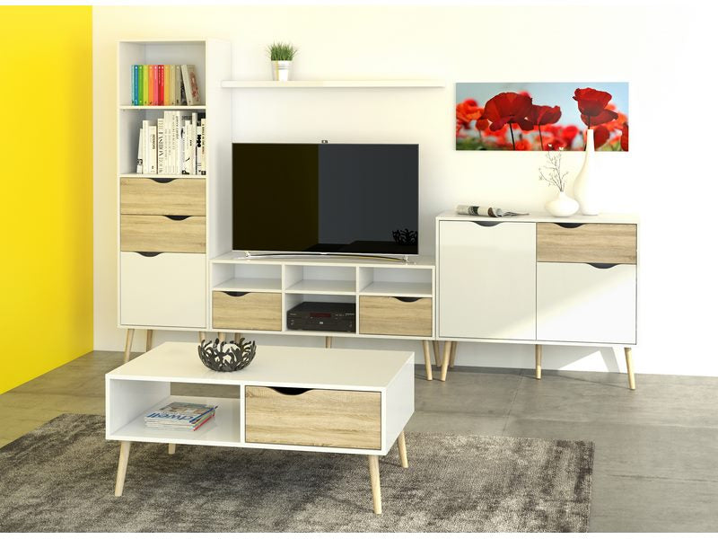 Mesa Para Tv Modelo Kiel 1 - Roble Sonoma Y Blanco