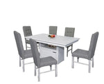 Comedor Belgica 6 Sillas con Buffet - Gris