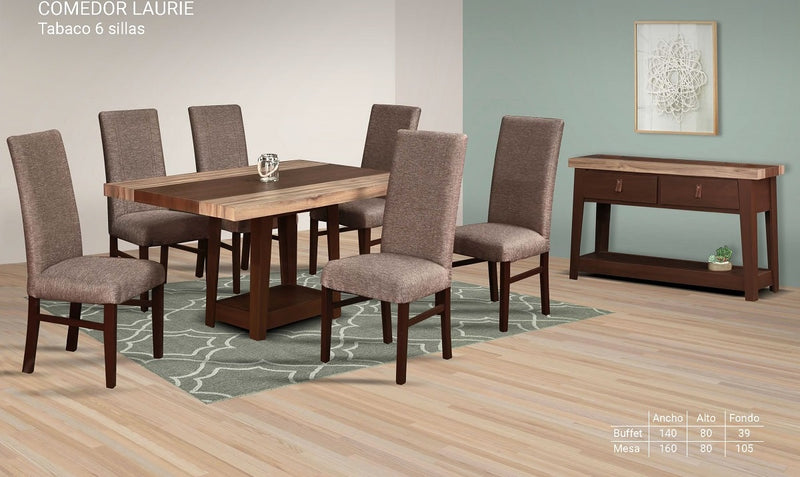 Comedor  6 Sillas Laurie - Tabaco