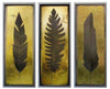 Cuadros Decorativos 3 Piezas - Tríptico Plumas Oro
