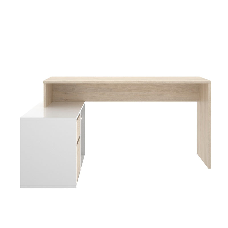 Escritorio Flame - Roble y Blanco Brillante