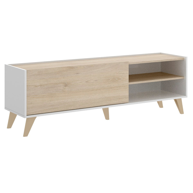 Mesa de TV Genesis - Roble y Blanco Brillante